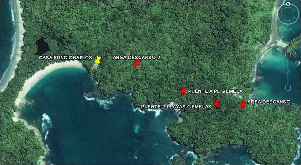 Imagen Google P.N. Manuel Antonio con ubicación del proyecto